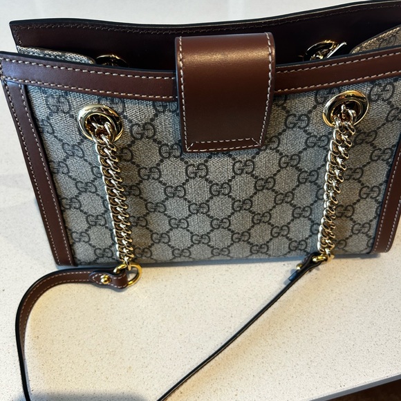 Gucci Small Brown Monogram Supreme Padlock Shoulder Bag - Picture 5 of 7